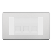 BG Screwless Brushed Steel 3 Gang Master Telephone Socket – White Insert by British General (BG-FBSBTM3W)