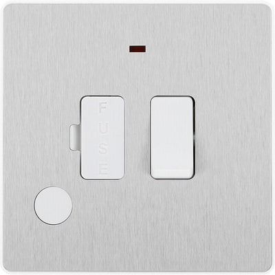 BG Evolve Brushed Steel Screwless Switches & Sockets White Insert Range