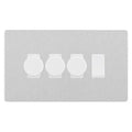 BG Evolve Brushed Steel 4 Gang Switch 3x Trailing Edge LED Dimmer 1x Intermediate Custom Grid Switch