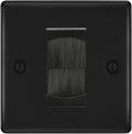 BG Matt Black Single 1 Gang Brush Cable Entry Wall Plate Black