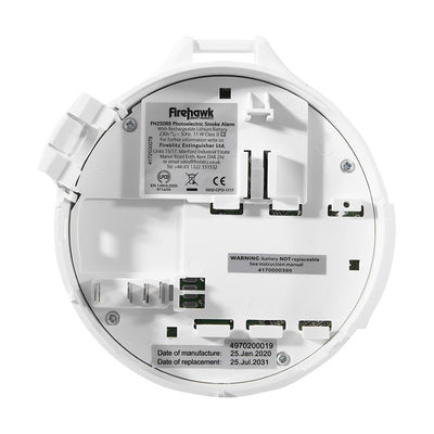 Mains Optical Smoke Alarm with Sealed Self-Charging Lithium Battery Backup - Firehawk FHN250RB by Firehawk (Safelincs-FIFHN250RB)