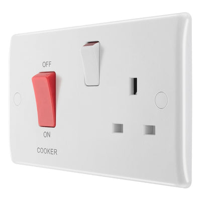 BG 871 Moulded Round Edge | White | 45A Switch 13A Switched Socket Cooker Control Unit