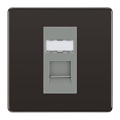 BG Screwless Black Nickel Single 1 Gang RJ45 Data Socket FBNRJ451G Grey Insert by British General