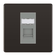 BG Screwless Black Nickel Single 1 Gang RJ45 Data Socket FBNRJ451G Grey Insert by British General