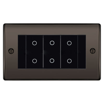 BG Nexus Black Nickel Triple Master Touch Dimmer Switch Black Inserts NBNTDM3B by British General (BG-EMTDMB+NBNEMR4)