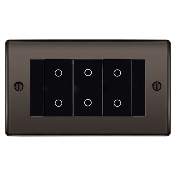 BG Nexus Black Nickel Triple Master Touch Dimmer Switch Black Inserts NBNTDM3B