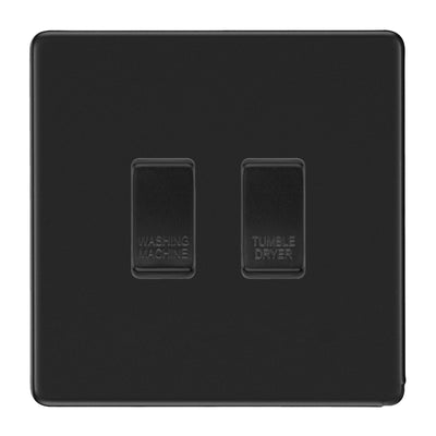 BG Screwless Matt Black 2 Gang Custom Appliance Grid Switch Panel Kitchen