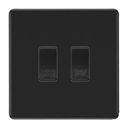 BG Screwless Matt Black 2 Gang Custom Appliance Grid Switch Panel Kitchen by British General (BG-Screwless-MB-Kitchen-Appliance-2Gang)