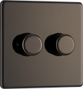 BG Electrical FBN82 Nexus Flatplate Screwless Black Nickel 2 Gang 200W 2 Way Trailing-Edge Push Dimmer Switch
