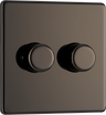 BG Electrical FBN82 Nexus Flatplate Screwless Black Nickel 2 Gang 200W 2 Way Trailing-Edge Push Dimmer Switch by British General (BG-FBN82-Shopify-SA_1)