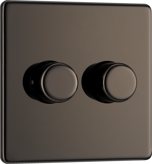 FBN82 Front - This trailing edge double dimmer switch from British General allows you to control your light levels and set the mood. The intelligent electronic circuit monitors the connected load and provides a soft-start with protection against thermal, current and voltage overload.