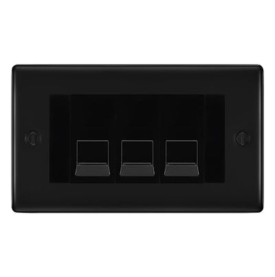 BG Nexus Matt Black 3 Gang RJ11 Telephone Socket Euro Module - Black Insert by British General (BG-NFBRJ113B)
