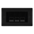 BG Nexus Matt Black 3 Gang RJ11 Telephone Socket Euro Module - Black Insert