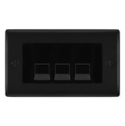 BG Nexus Matt Black 3 Gang RJ11 Telephone Socket Euro Module - Black Insert by British General (BG-NFBRJ113B)