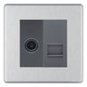 BG Screwless Brushed Steel TV Aerial & Secondary Telephone Socket - Grey Insert by British General