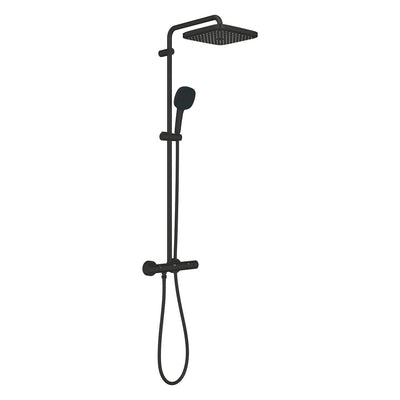 Grohe Tempesta Matte Black System 250 Cube Shower System With Thermostat For Wall Mounting - 266892431 by Grohe (Grohe-266892431)