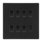 BG Matt Black Screwless 7 Gang 2 Way Custom Grid Light Switch with Back Box Included by British General (BG-SCL-MB-7G-CUSTOM-LIGHT-SWITCH)