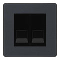 BG Evolve Matt Grey Double IDC Secondary Telephone Socket - Black Insert