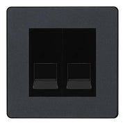 BG Evolve Matt Grey Double IDC Secondary Telephone Socket - Black Insert by British General (BG-PCDMGBTS2B)