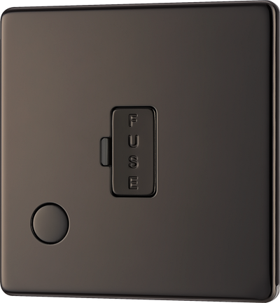 FBN55 Front - This 13A fused and unswitched connection unit from British General provides an outlet from the mains containing the fuse ideal for spur circuits and hardwired appliances. The backplate has an optional flex outlet with removable blanking piece at the lower edge. 