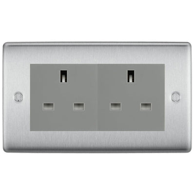BG Nexus Brushed Steel 4 Gang 13A Unswitched Socket - NBS4GUSSG by British General (BG-NBS4GUSSG)