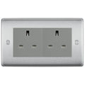 BG Nexus Brushed Steel 4 Gang 13A Unswitched Socket - NBS4GUSSG