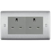 BG Nexus Brushed Steel 4 Gang 13A Unswitched Socket - NBS4GUSSG by British General (BG-NBS4GUSSG)