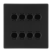 BG Screwless Flatplate Matt Black 8 Gang 2 Way Trailing Edge Dimmer LED Compatible Custom Grid Switch by British General (SCREWLESS-MB-8G-CUSTOM-8xDIMMER-2Way)