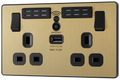 BG Evolve PCDSB22UWRB Satin Brass 2 Gang 13A Switched-Black Insert