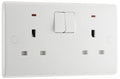 BG 826 Moulded Round Edge | White | 2 Gang 13A 1 Pole Neon Switched Socket
