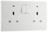 BG 826 Moulded Round Edge | White | 2 Gang 13A 1 Pole Neon Switched Socket by British General (BG-826)