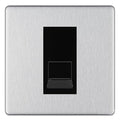 BG Screwless Brushed Steel Single RJ11 Telephone Socket FBSRJ111 - Black Insert