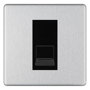 BG Screwless Brushed Steel Single RJ11 Telephone Socket FBSRJ111 - Black Insert by British General (BG-FBSRJ111B)