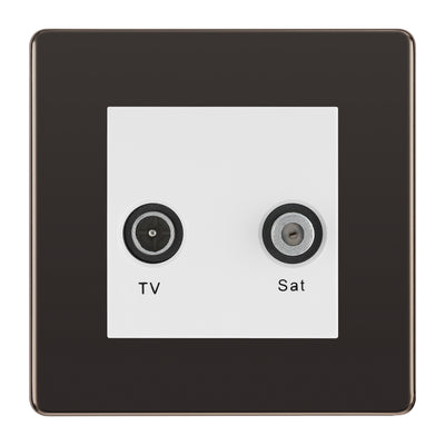 BG Screwless Black Nickel TV & Satellite Socket FBNTVSATW by British General (BG-FBNTVSATW)