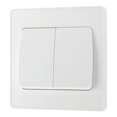 BG Evolve Pearlescent White 2G Wide Rocker Light Switch PCDCL42WW with 35mm Steel Back Box
