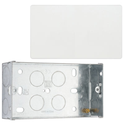 BG Evolve Pearlescent White Double Blank Plate PCDCL95W with 35mm Steel Back Box