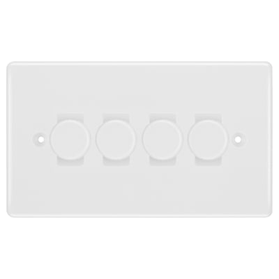 BG White 4 Gang Trailing Edge LED Dimmer Light Switch 2 Way Custom Switch by British General (BG-NEXUS-WM-4G-CUSTOM-4xDIMMER-2WAY)