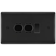 BG Matt Black 3 Gang Switch 2x Trailing Edge LED Dimmer 1x 2 Way Custom Grid by British General (NEXUS-MB-CUSTOM-3GANG-2x-DIMMER-1x-2WAY)
