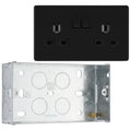 BG Screwless Matt Black 13A Double Socket FFB22B with 35mm Steel Back Box