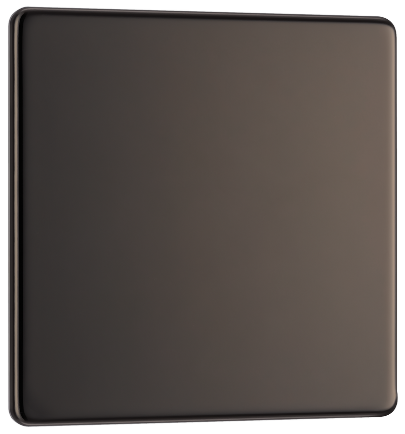 BG Electrical FBN94 Nexus Screwless Flat-Plate Single Blank Plate Black Nickel