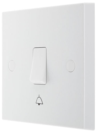 BG 914 Moulded Square Edge | White | 1 Gang 10AX 1 Way Bell Push Plate Switch by British General (BG-914)