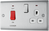 BG NBS70W Nexus Metal Brushed Steel 45A 2 Pole Cooker Switch 13A Neon Switched Socket - White Insert by British General (BG-NBS70W-Shopify-SA_1)