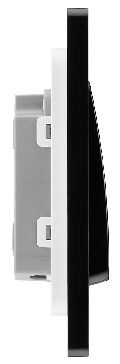 BG Evolve PCDMB12WB Matt Black 1 Gang 20A 16AX 2 Way Wide Switch-Black Insert