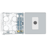 BG Screwless Polished Chrome 1 Gang Satellite Socket FPC64 with 35mm Steel Back Box