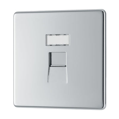 BG Screwless Polished Chrome RJ45 Single Data Outlet FPCRJ451 with 25mm Steel Back Box