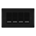 BG Nexus Matt Black 4 Gang Master Telephone Socket - Black Insert