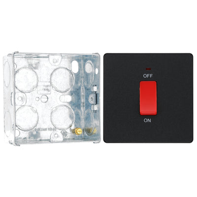 BG Evolve Matt Black 45A DP Single Plate + Neon PCDMB74B with 35mm Steel Back Box