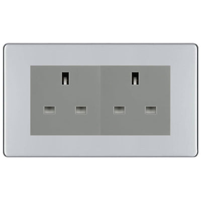 BG Screwless Polished Chrome 4 Gang 13A Unswitched Socket - FPC4GUSSG by British General (BG-FPC4GUSSG)