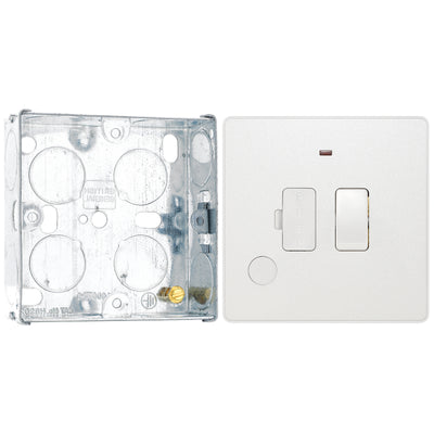 BG Evolve Pearlescent White 13A Switched Spur + Neon PCDCL52W with 25mm Steel Back Box