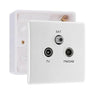 BG Electrical 3 Gang Triplex TV FM and SAT Socket White & 32mm Pattress Back Box by British General (BG-867+891)